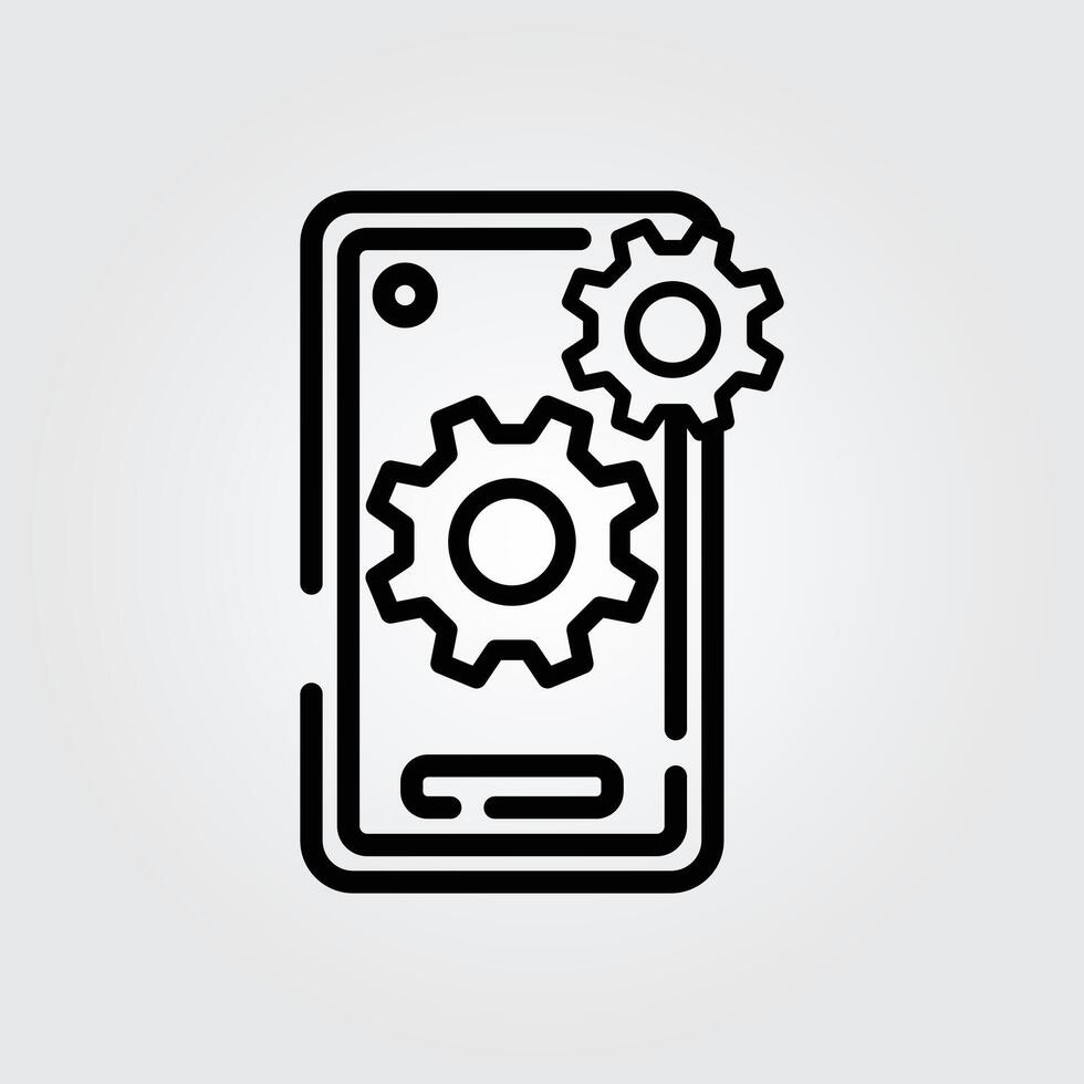 Line art mobile setting icon logo illustration design, for smartphone features theme design vector