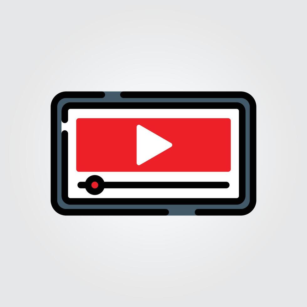 Colored outline streaming icon logo illustration design, for smartphone features theme design vector