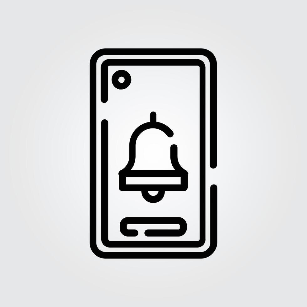 Line art notification icon logo illustration design, for smartphone features theme design vector