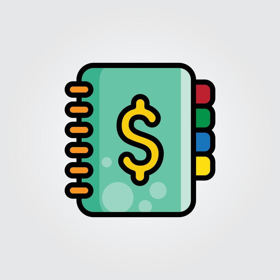 Colored outline finance record icon logo illustration design, for business and finance theme design vector