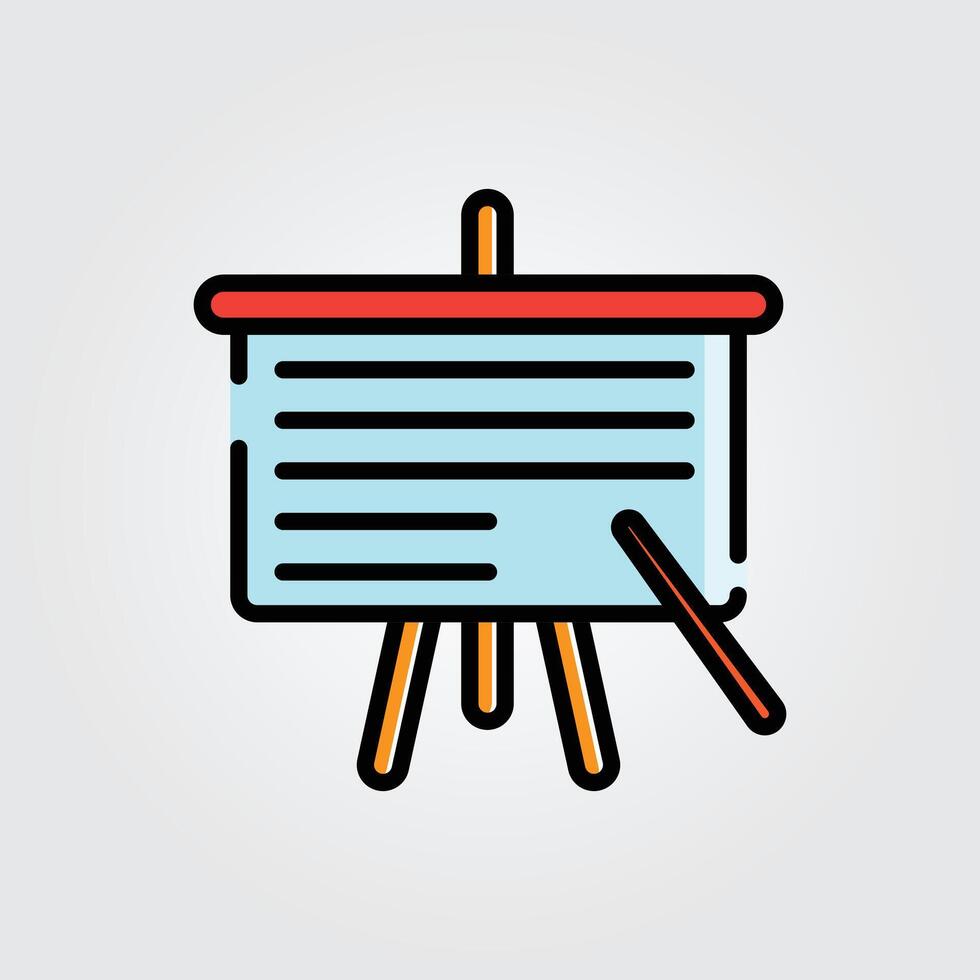 Colored outline presentation icon logo illustration design, for education theme design vector