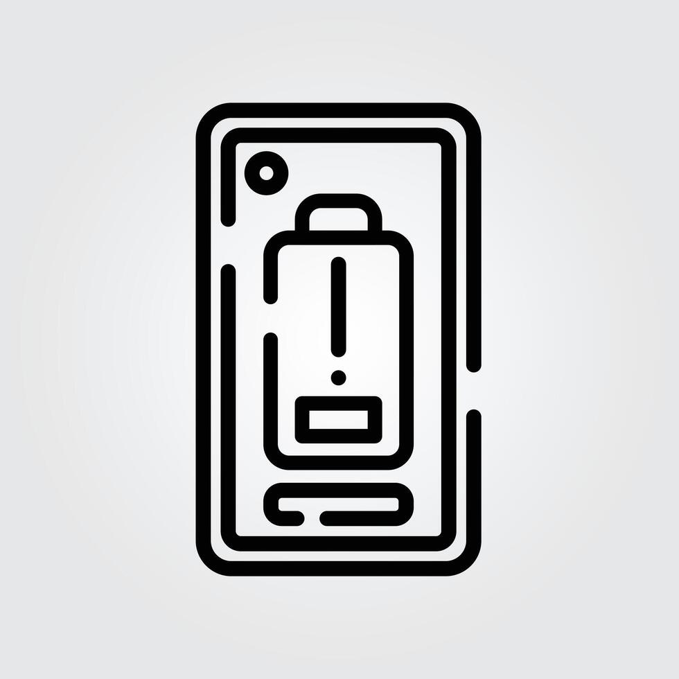 Line art battery low icon logo illustration design, for smartphone features theme design vector