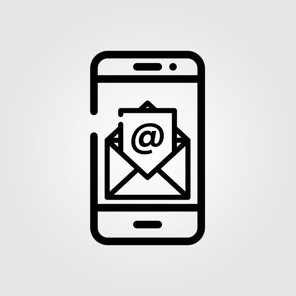 Line art email icon logo illustration design, for smartphone features theme design vector