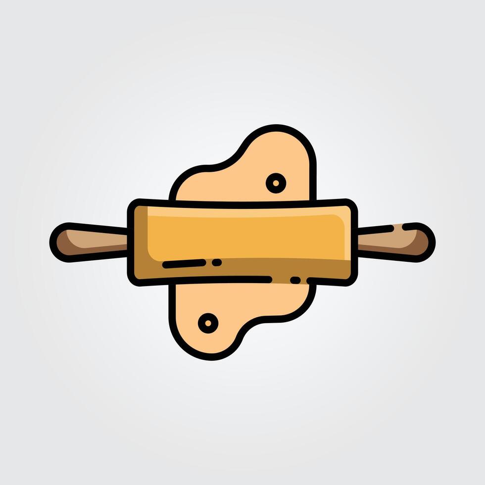 Colored outline rolling pin icon logo illustration design, for cooking theme design vector