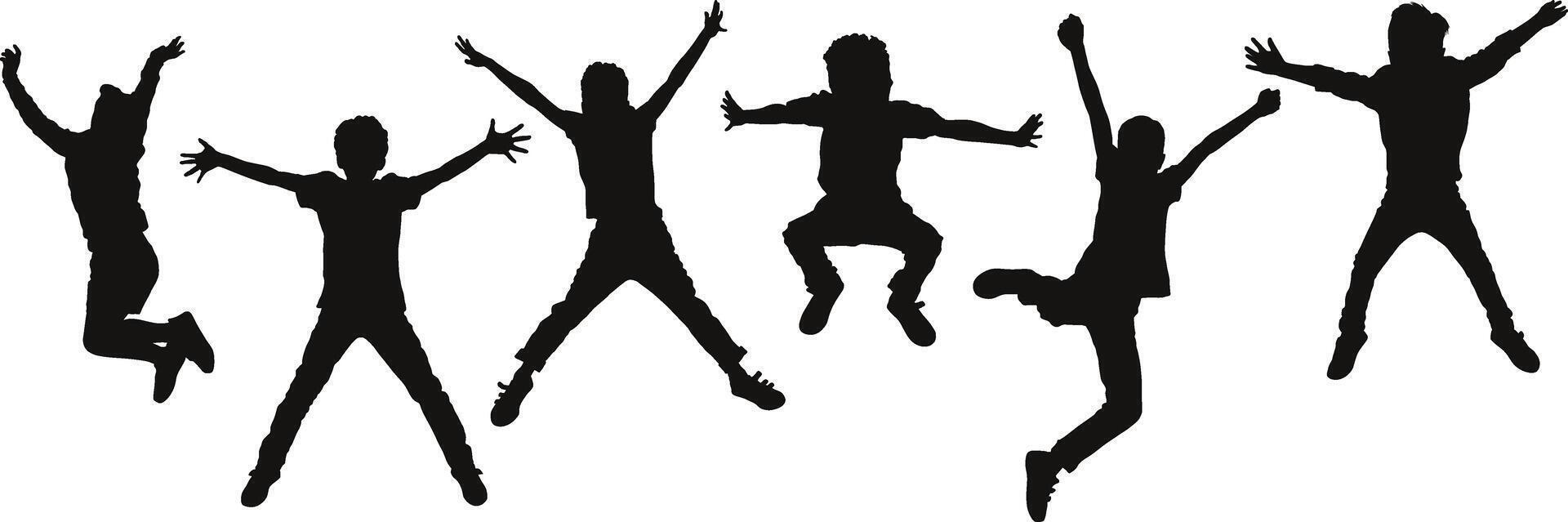 kids Silhouettes jumping and playing vector