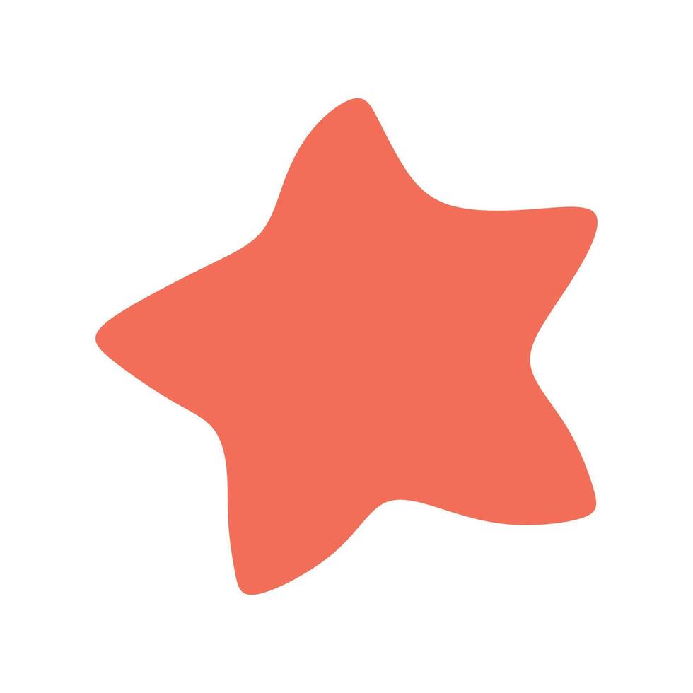 Flat red sea star icon isolated on white background. Cartoon Irregular Star Element. Simple Illustration For Decoration, Card, Logo Design. vector
