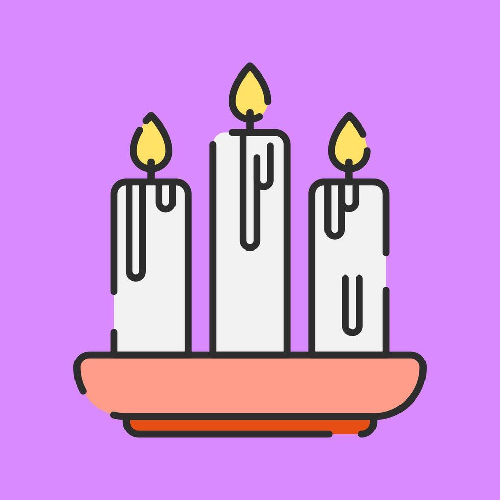 Candles Illustration Flat Design Isolated on Purple Background vector