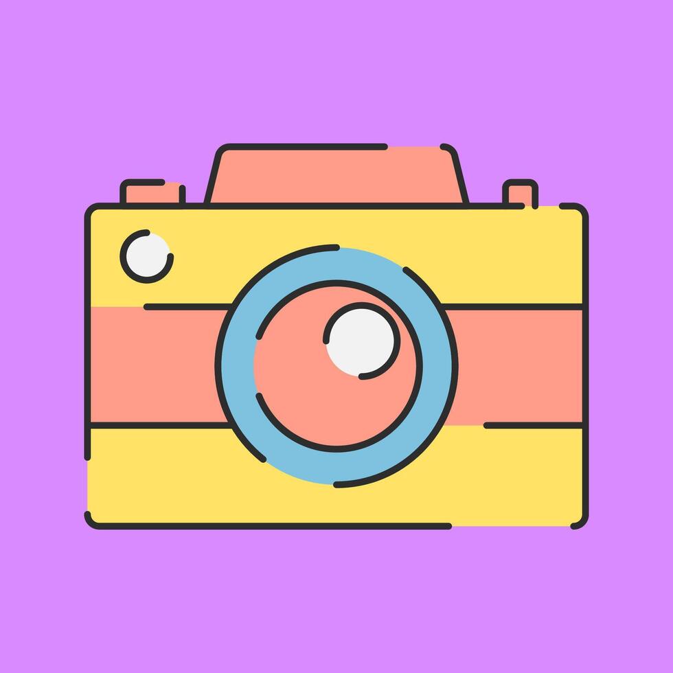 Mirrorless Camera Illustration Flat Design Isolated on Purple Background vector