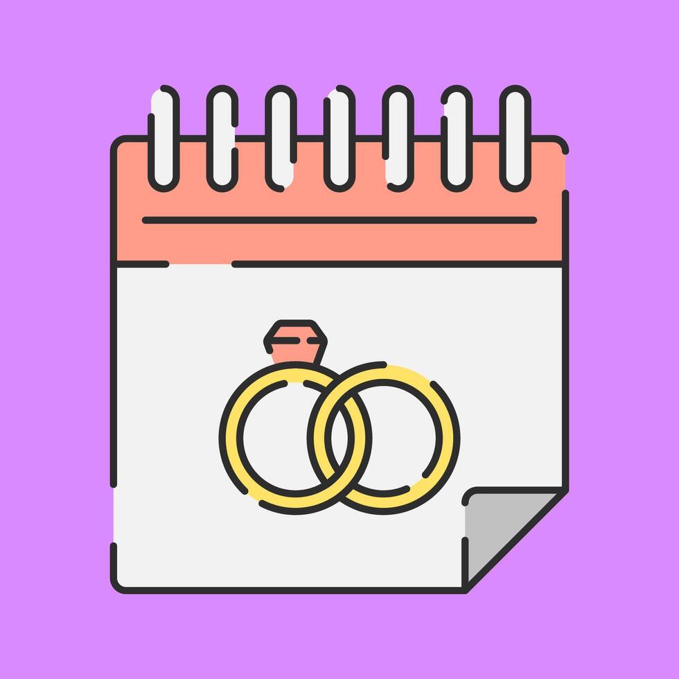 Wedding Day Icon Illustration Flat Design Isolated on Purple Background vector