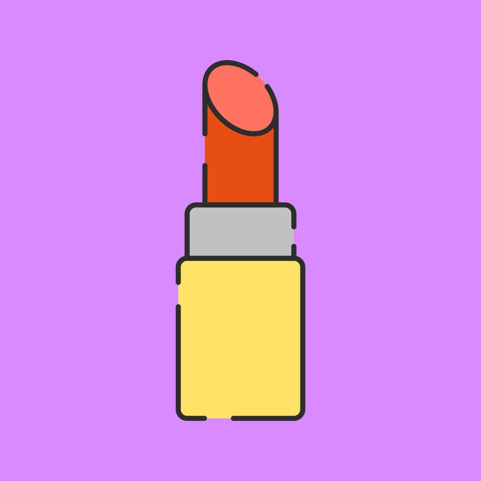 Lipstick Illustration Flat Design Isolated on Purple Background vector