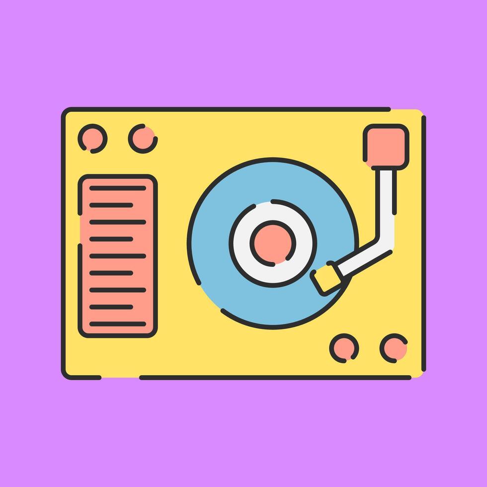 Gramaphone Illustration Flat Design Isolated on Purple Background vector