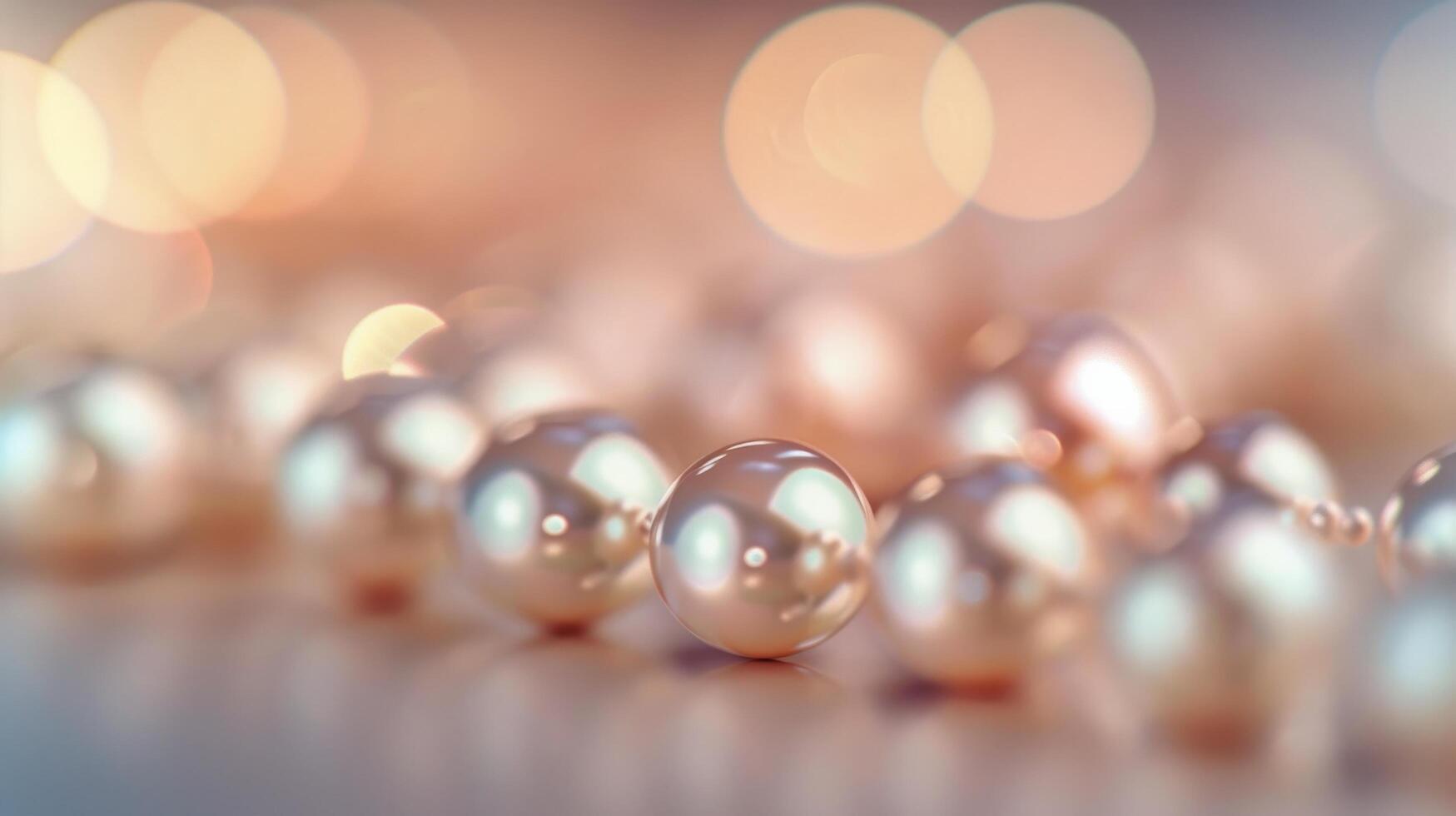 Elegant Pearl Necklace Displayed With Bokeh Background photo