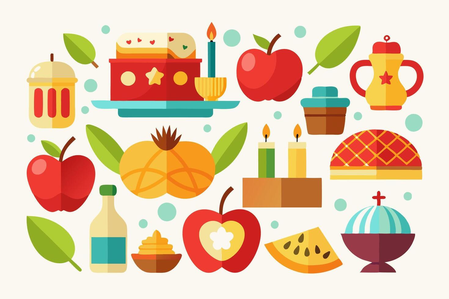 Various food and beverages are depicted in this illustration vector