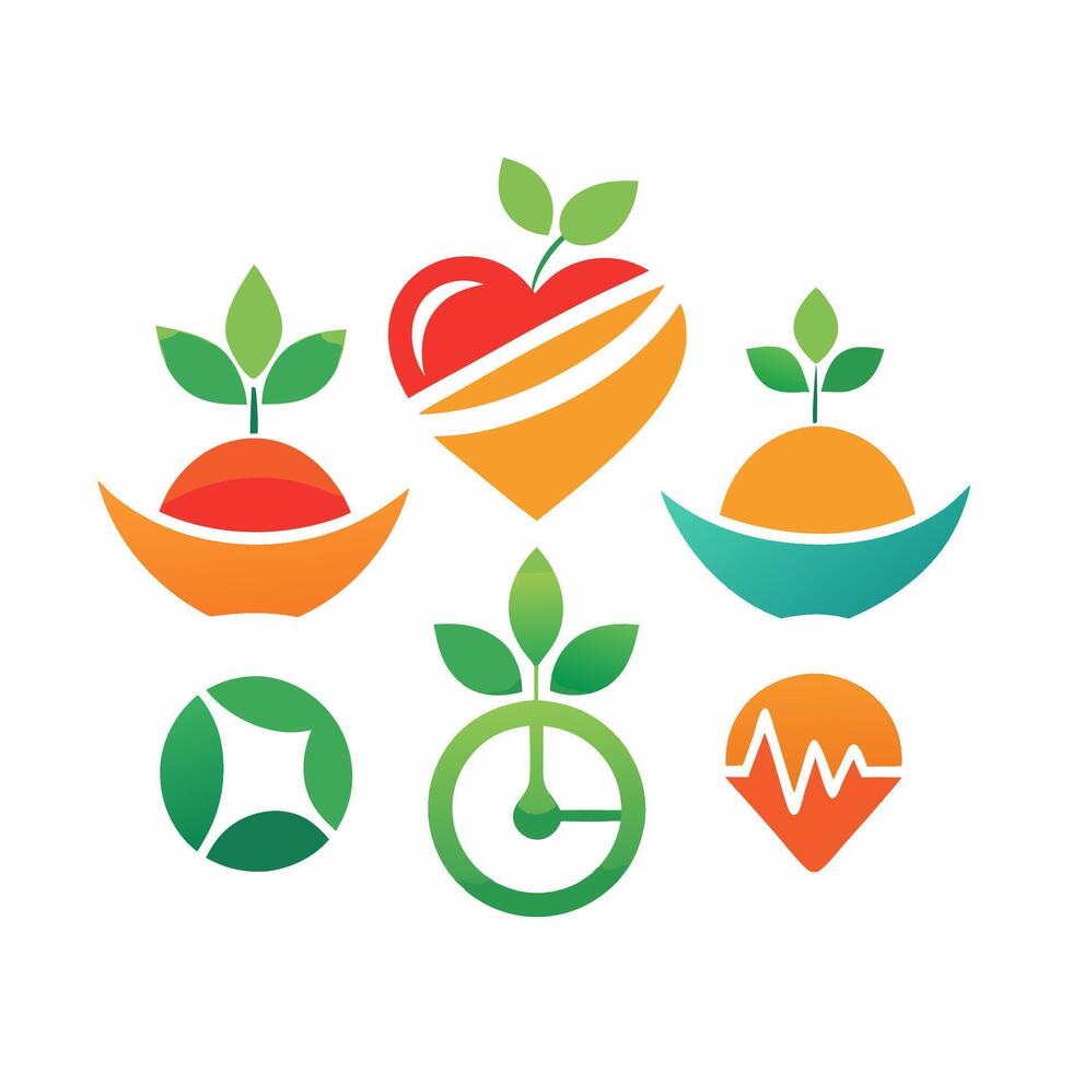 Images promoting a healthy lifestyle with fruits and vegetables vector