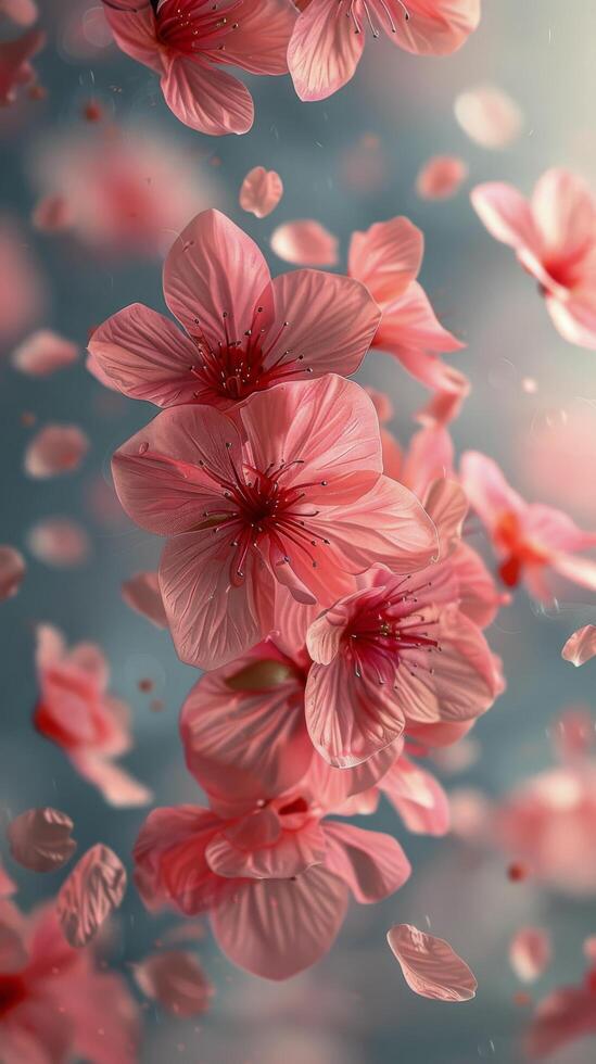 Pink Flowers on Branch photo