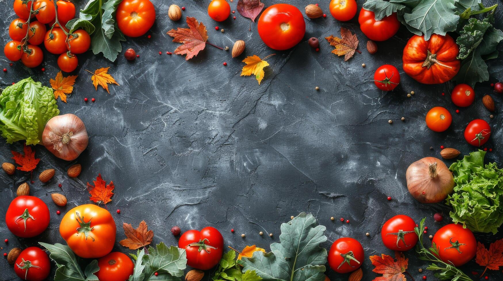 Circle of Tomatoes, Lettuce, and Vegetables photo
