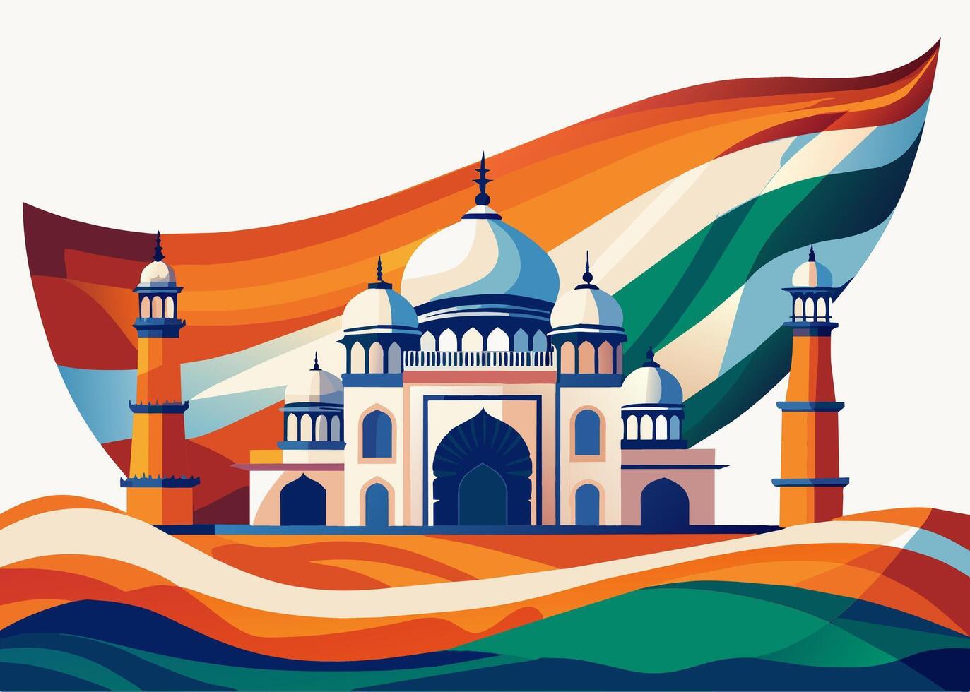 Indian Landmark with Tricolor Background vector