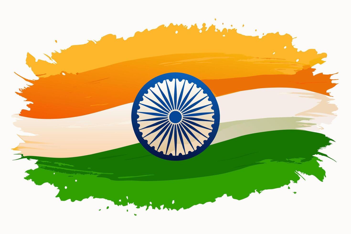 Watercolor Indian Flag with Ashoka Chakra vector