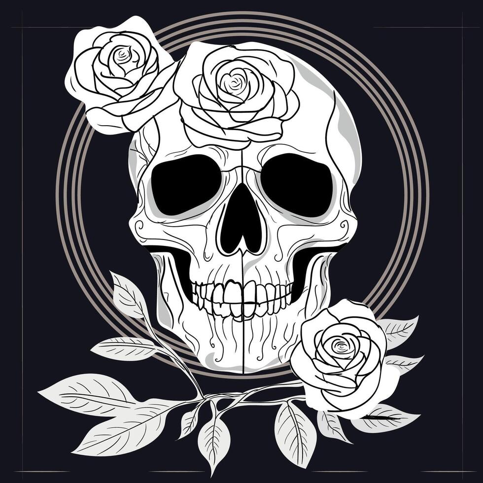 Skull With Rose vector