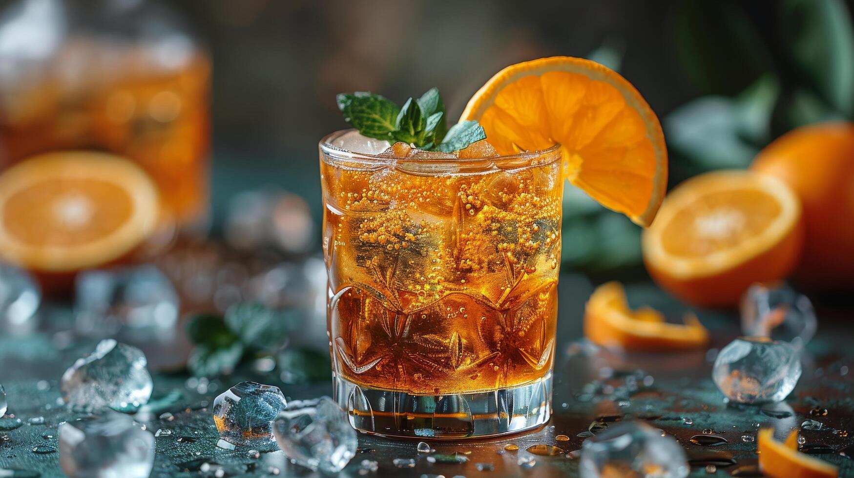 Drink Garnished With Slice of Orange photo