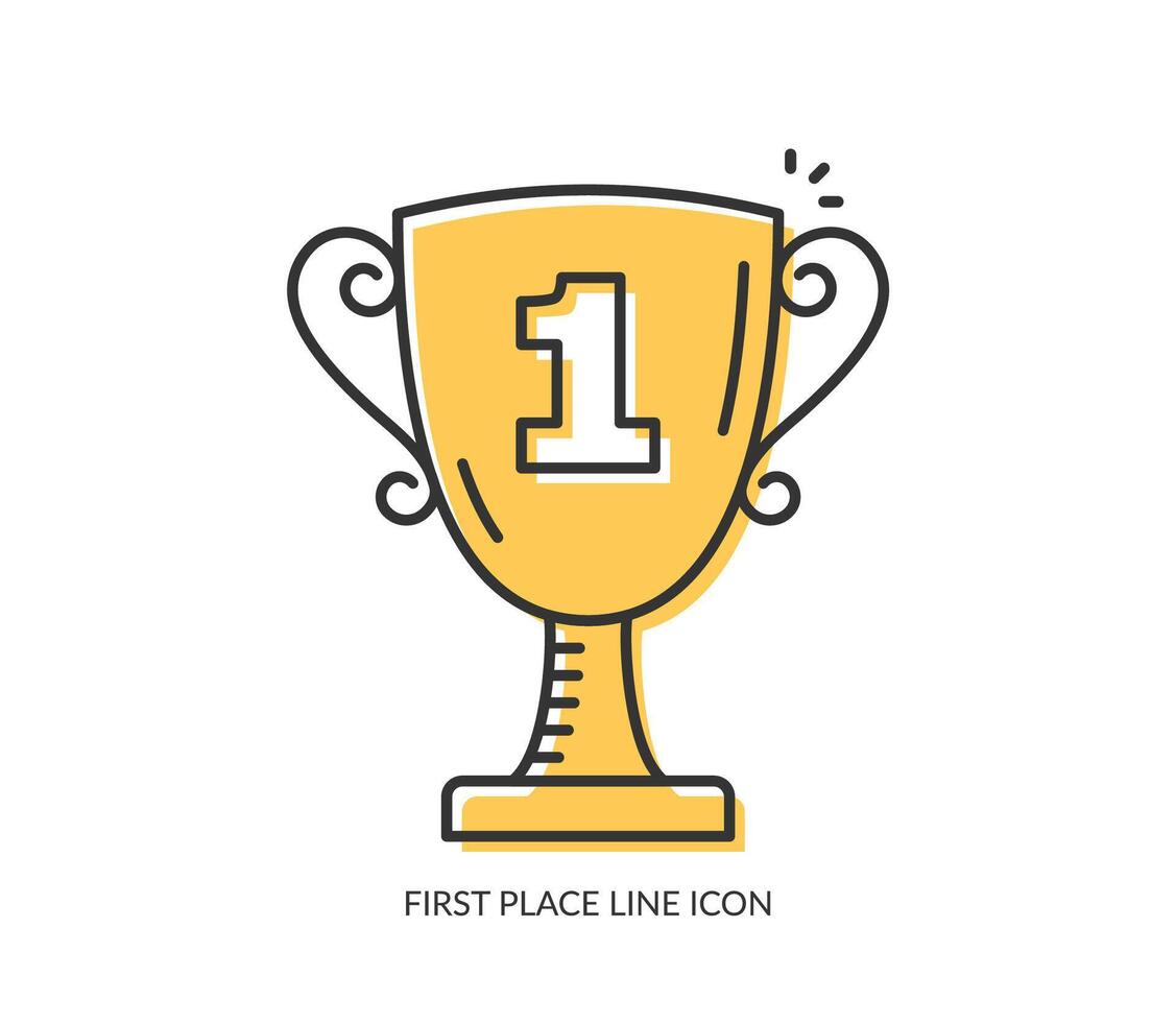 Golden cup line icon vector