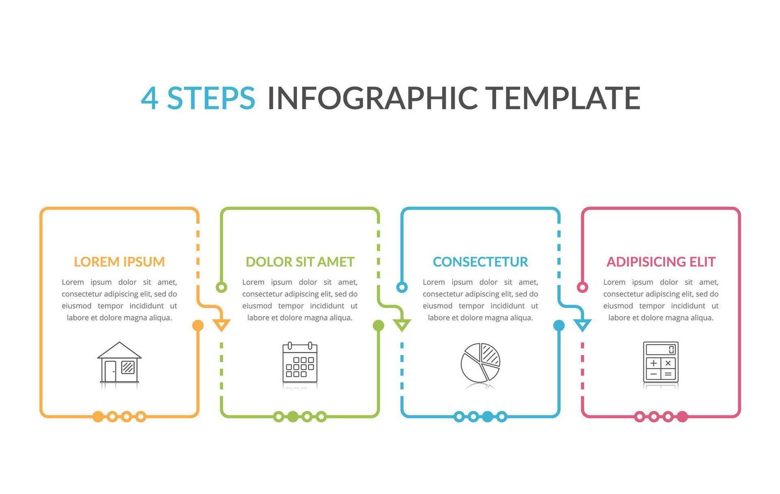 Infographic template with four elements with place for your text and icons vector