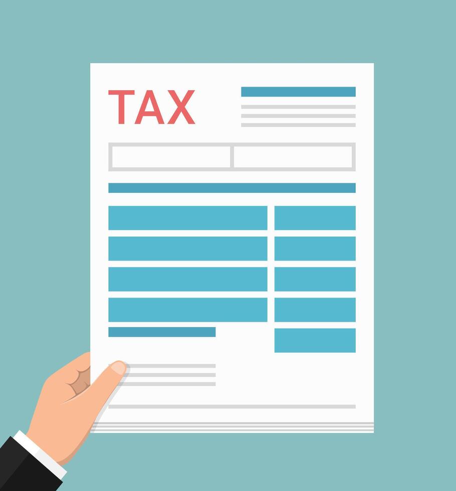 Hand holding tax form vector
