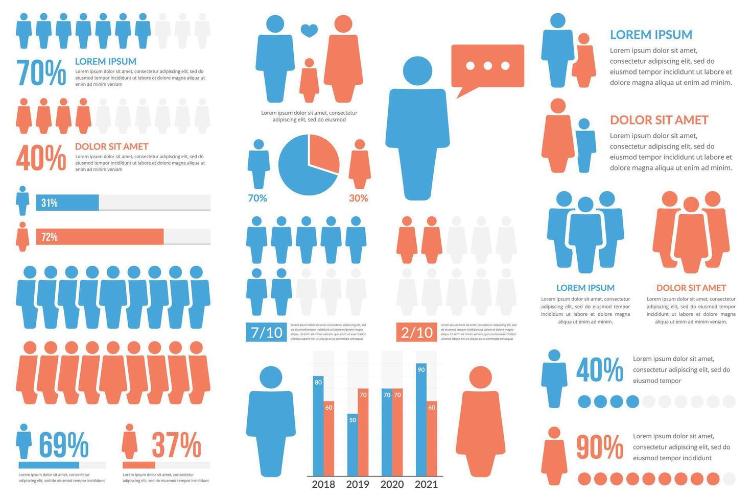 People infographics for reports and presentations vector