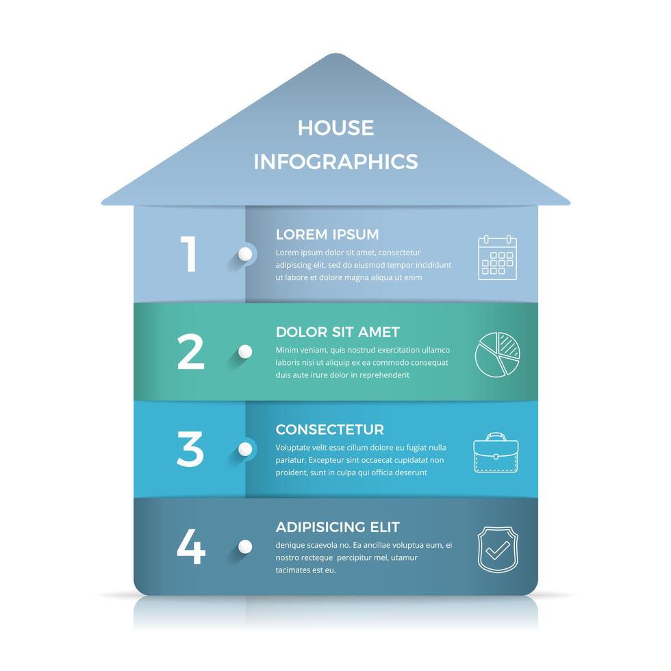 Business infographic template with house divided on four elements vector