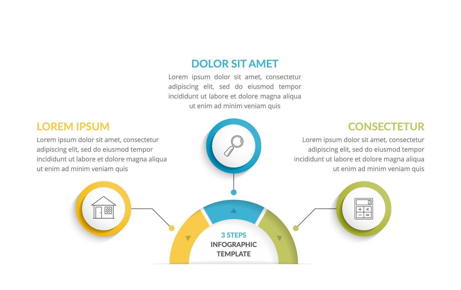 Infographic template with 3 steps or options vector