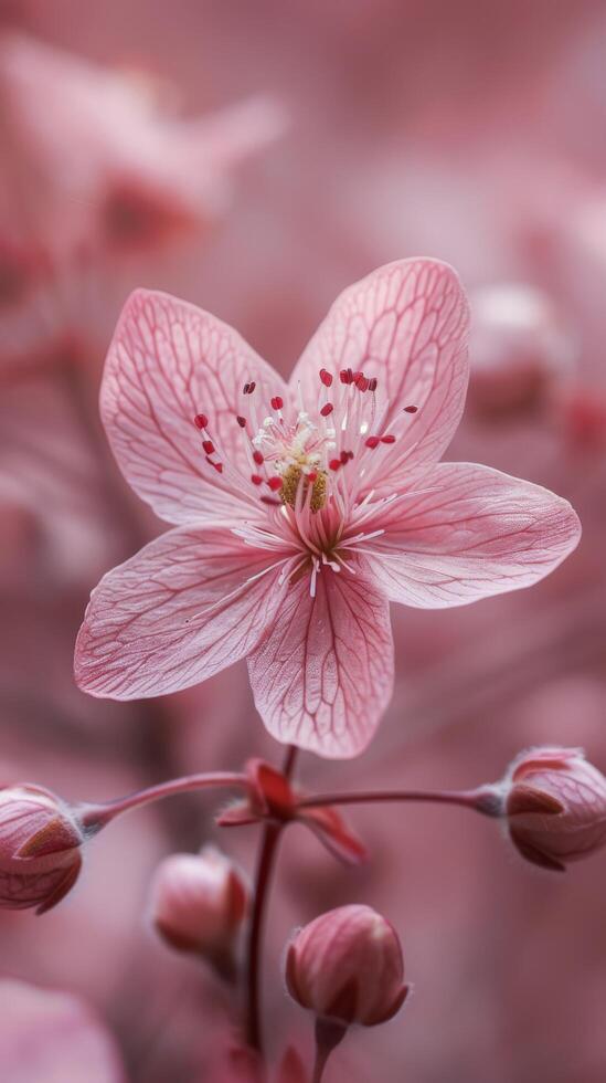 Close Up of a Pink Flower With Blurry Background photo
