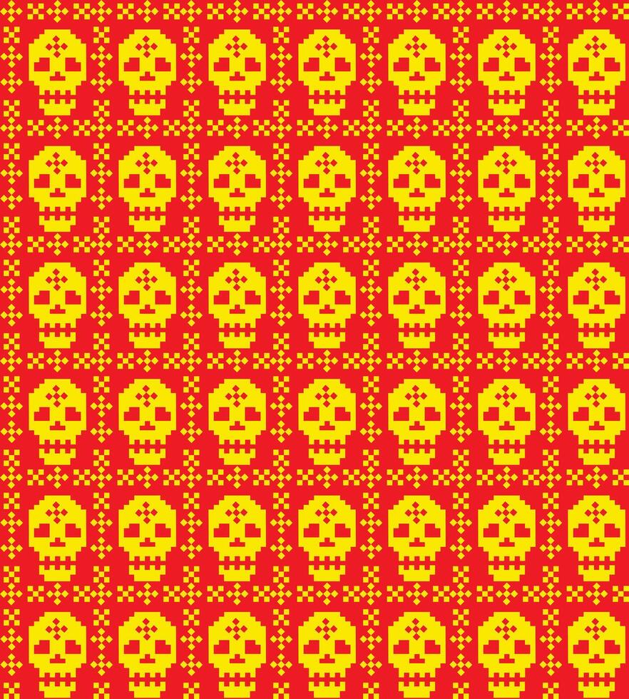 seamless texture with pixel skull vector
