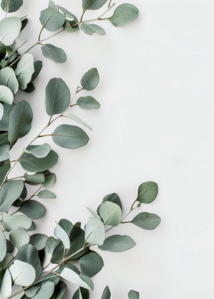 Branch With White Flowers on White Background photo