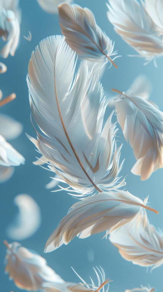 Group of White Feathers Floating on Water photo