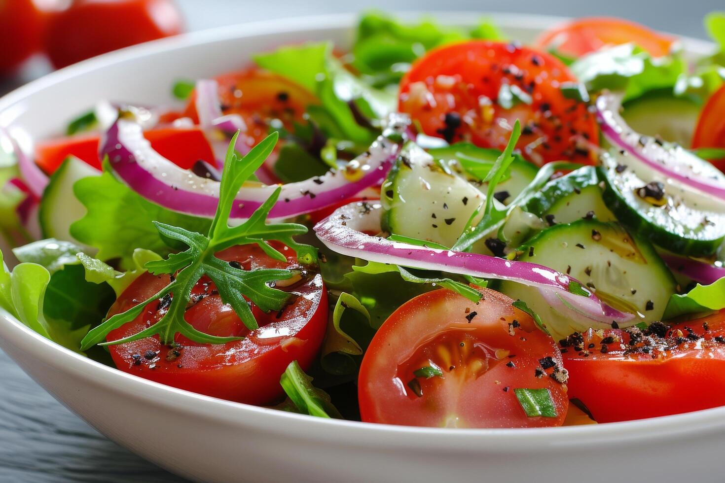 White Bowl Filled With Salad and Fork photo