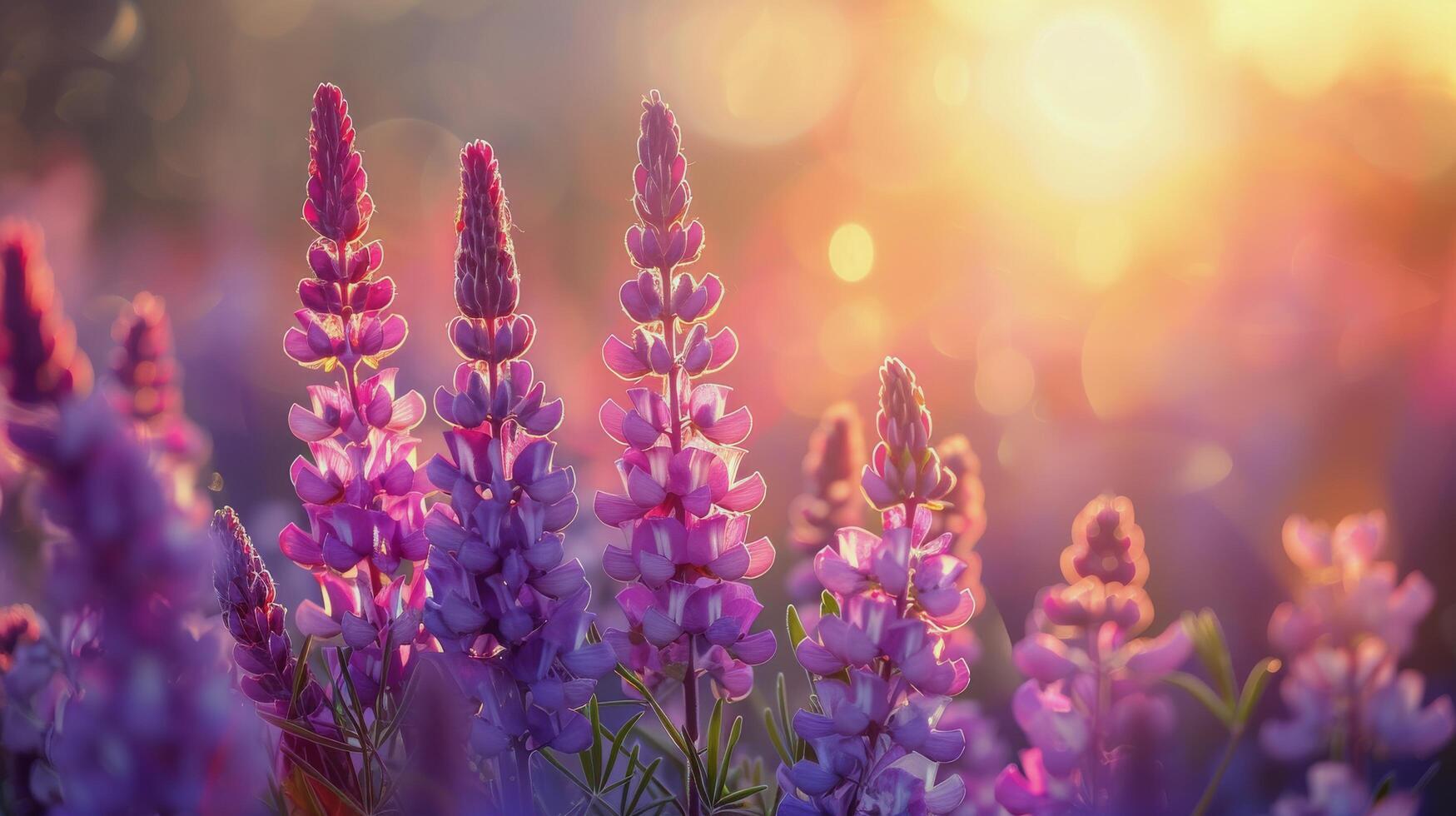 Lavender Field With Sun photo