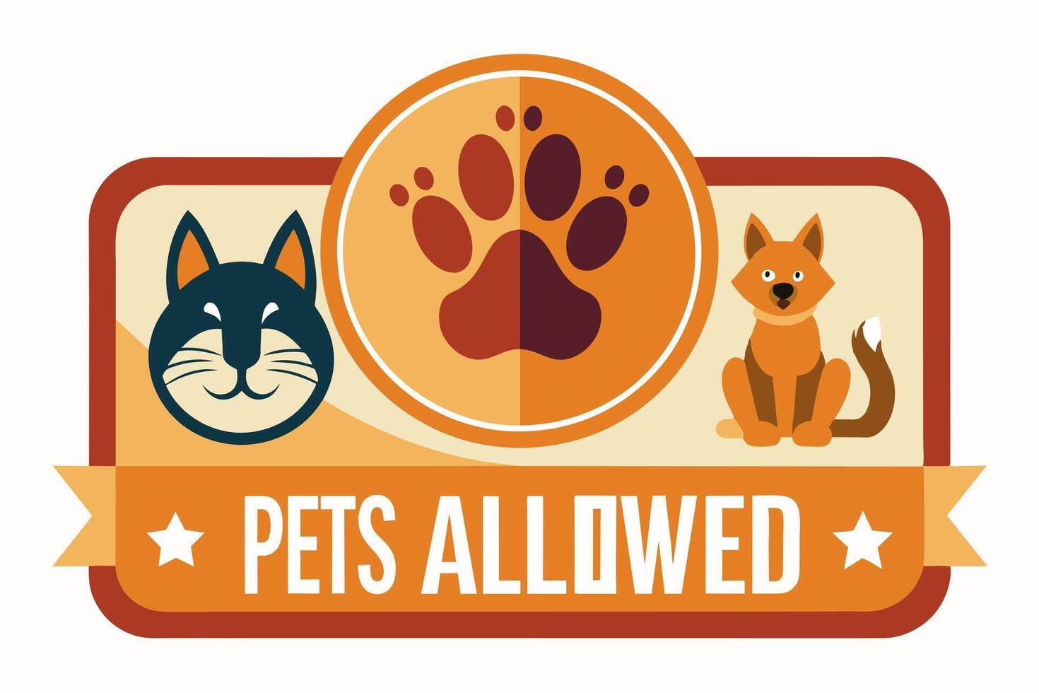 Pets Allowed Sign with Cat and Dog Illustration vector