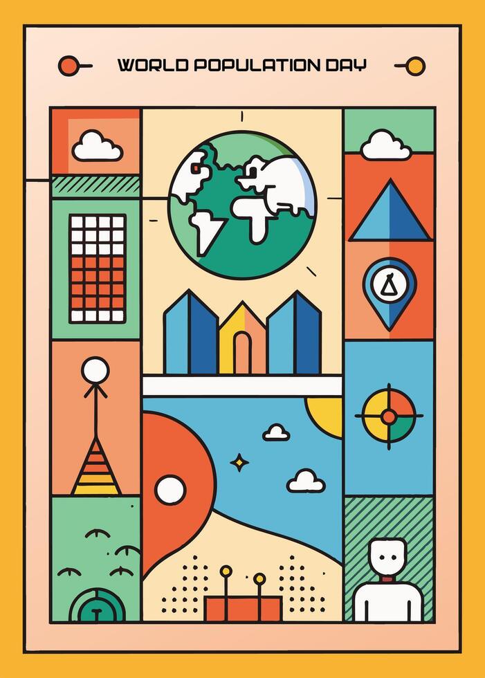 An artistic illustration of a colorful globe, buildings, and the number 12 vector