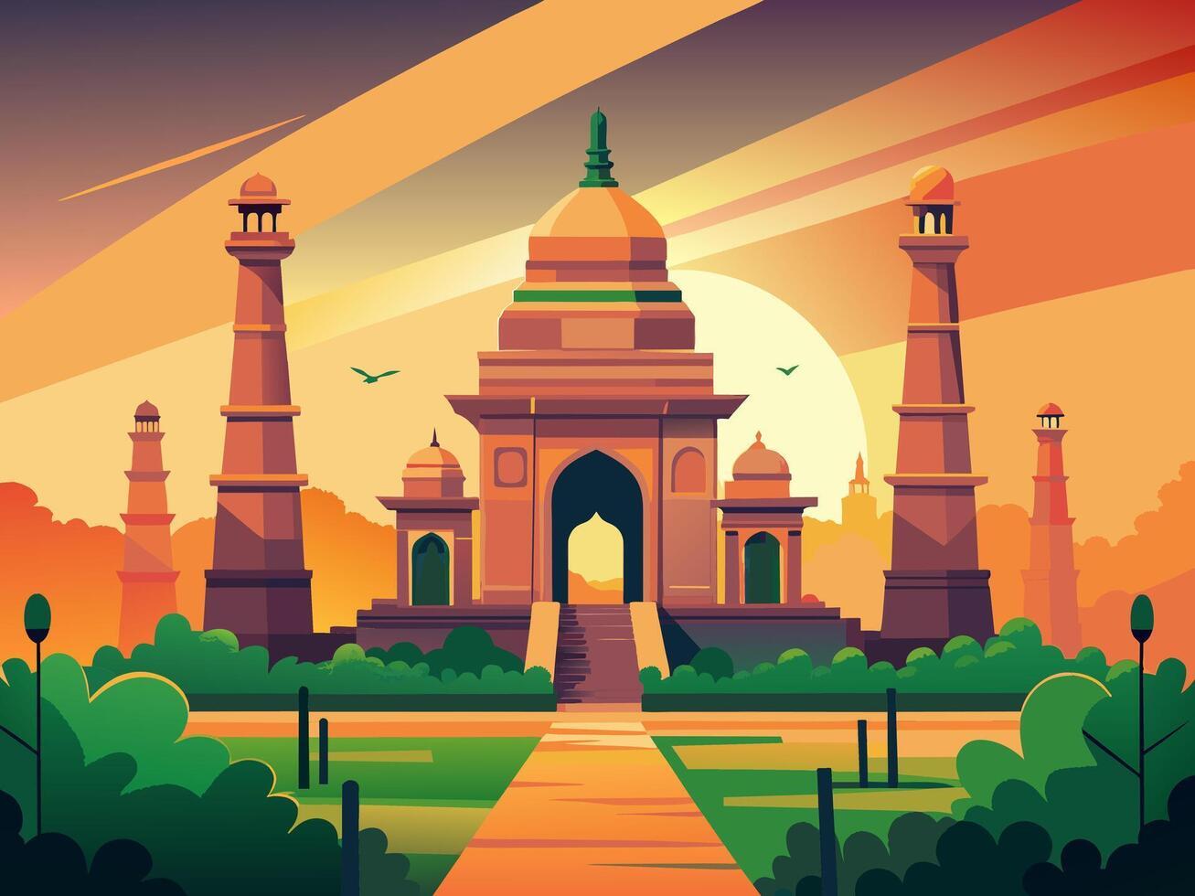 Indian Monument at Sunset vector