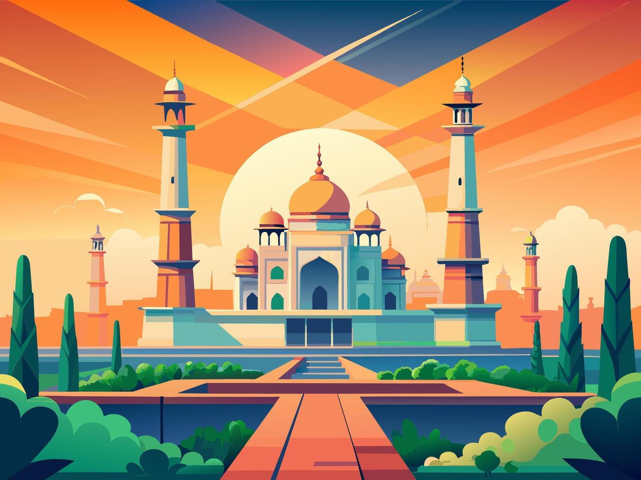 Taj Mahal at Sunrise vector