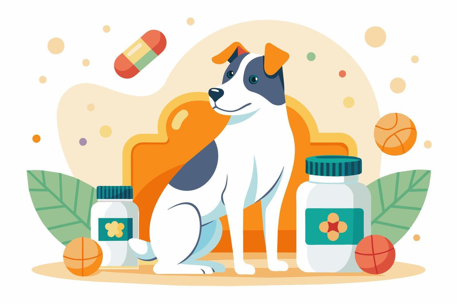Dog with Nutritional Supplements vector