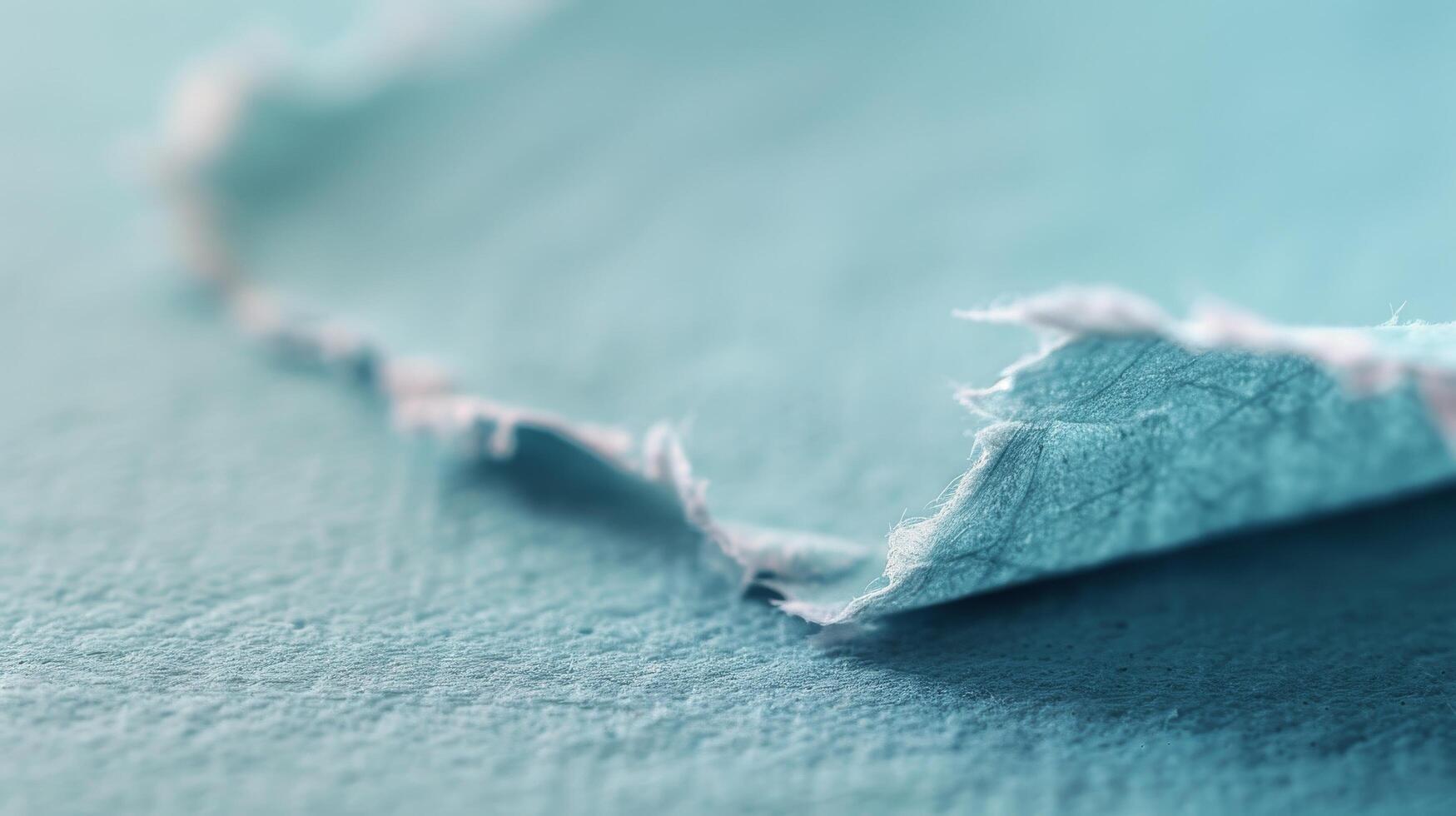 Close-Up View of Frayed Fabric Edge on Soft Blue Material photo