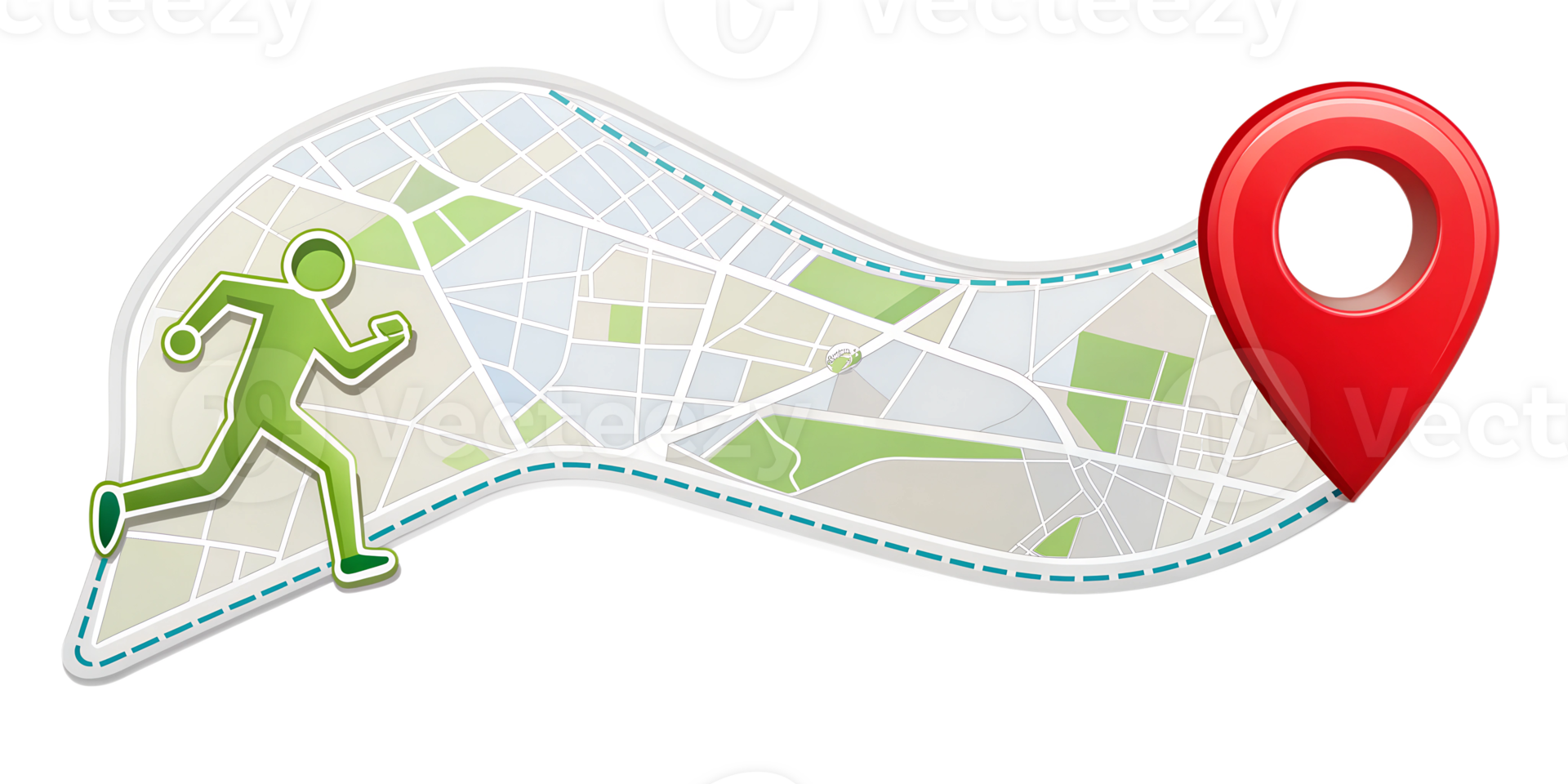 map with running route and red pin transparent png