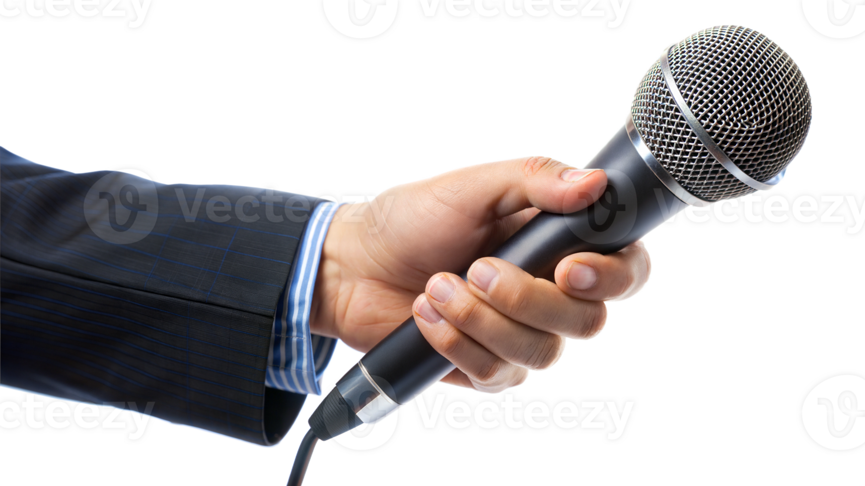 microphone held by hand in suit transparent png
