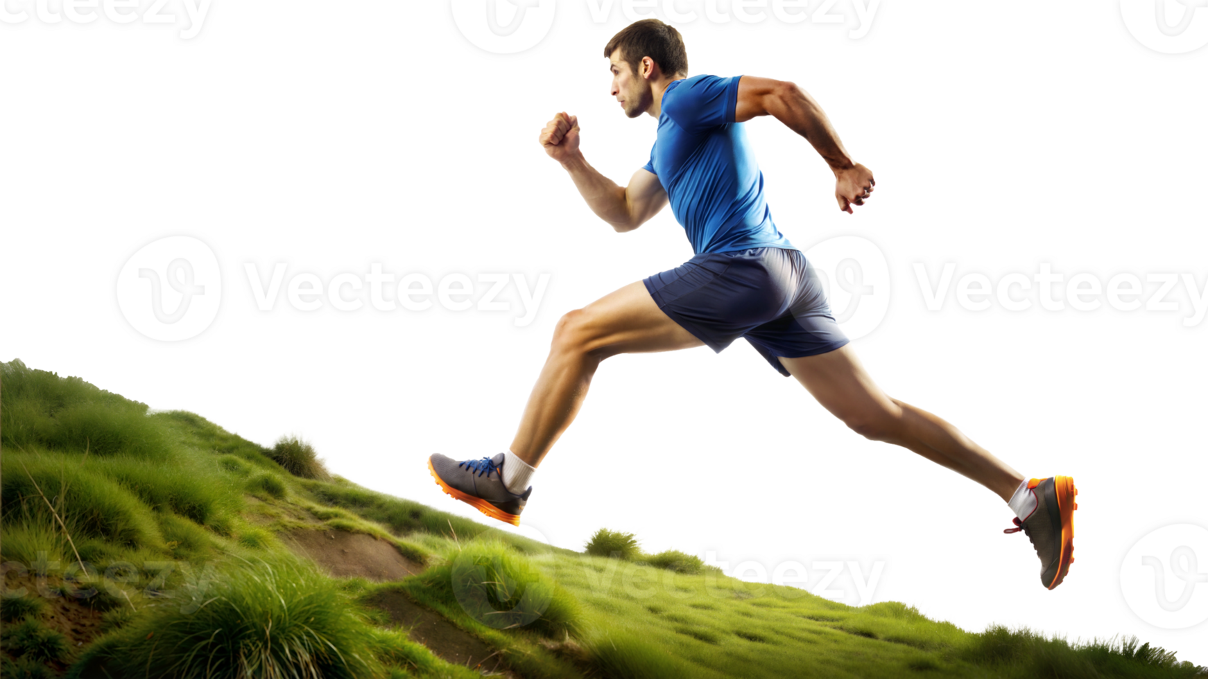 athlete running uphill in nature transparent png
