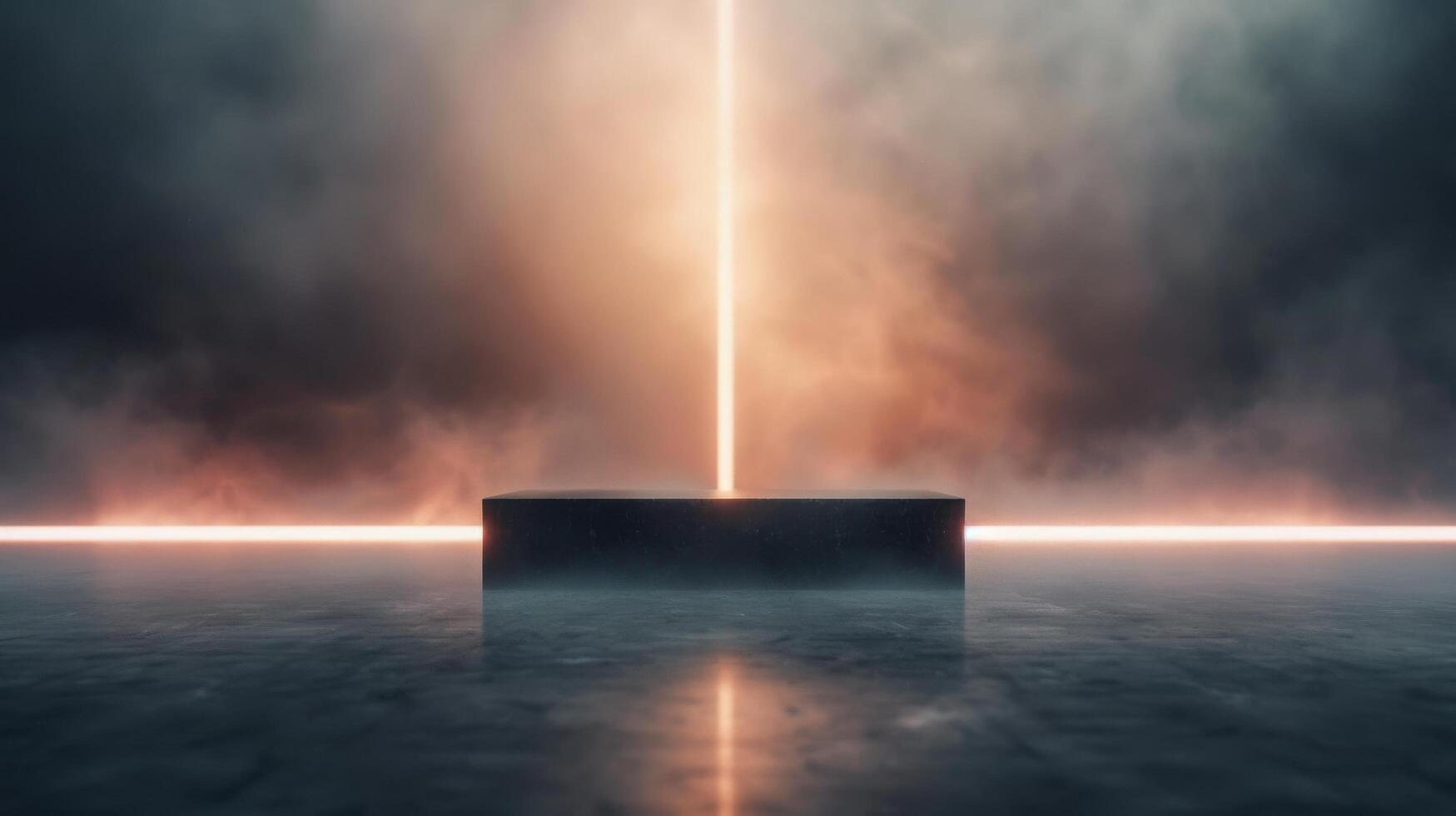 Mysterious Beam of Light Illuminates Dark Abstract Space at Dusk photo