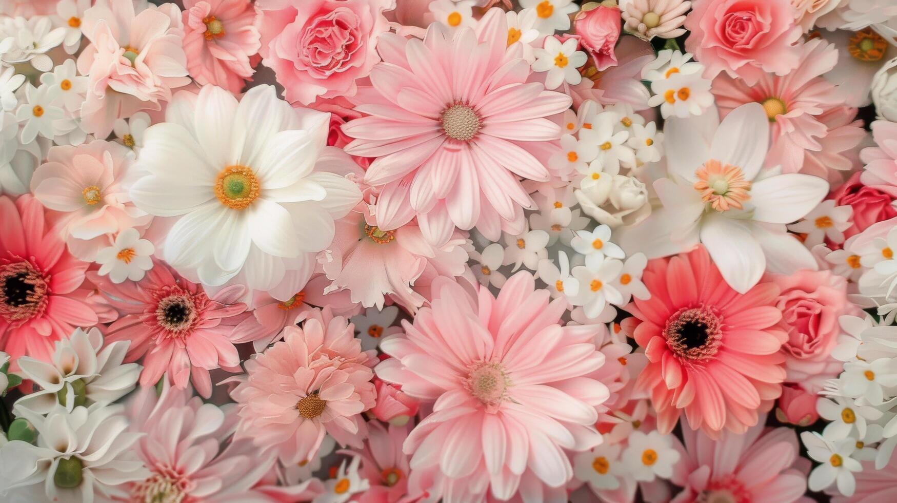 Vibrant Floral Arrangement Featuring Diverse Blooms in Pastel and Bright Colors photo