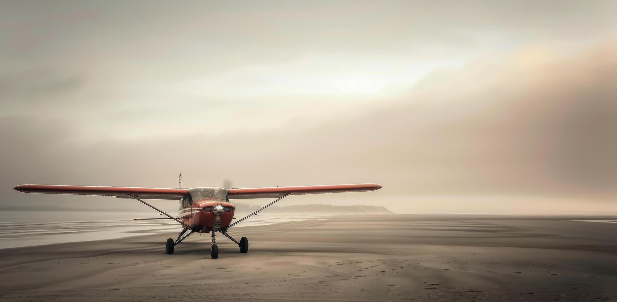 Small Airplane on a Beach During Overcast Weather photo