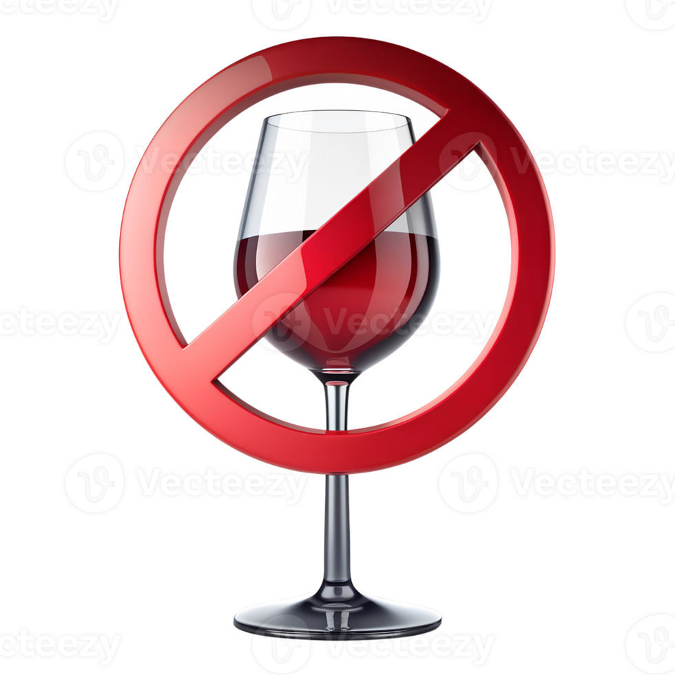 wine glass prohibition sign, cut out png