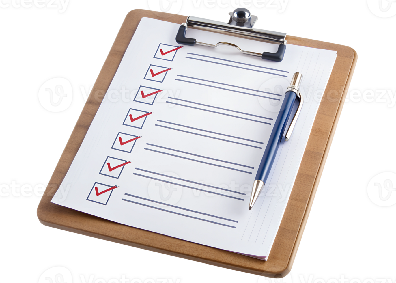 completed checklist on clipboard with pen transparent png